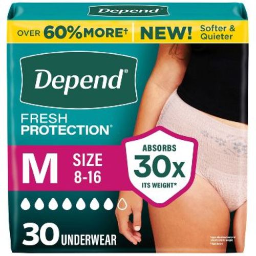 Depend Fresh Protection Adult Incontinence & Postpartum Underwear for Women - Maximum Absorbency - M - Blush - 30ct