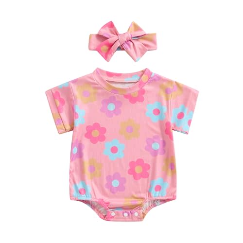 FYBITBO Newborn Infant Baby Girls Clothes Summer Short Sleeve Rompers Bubble Bodysuit Cute Outfit One Piece Clothing
