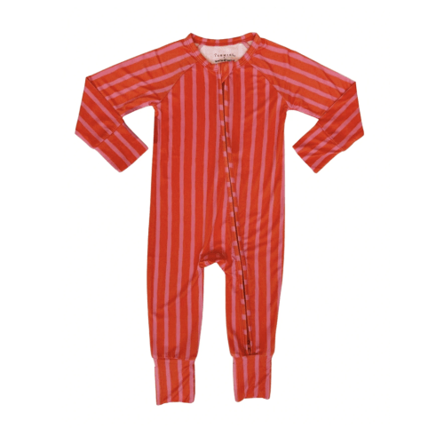 Red and Pink Stripe Zipper Romper IMJ x Karrie Locher