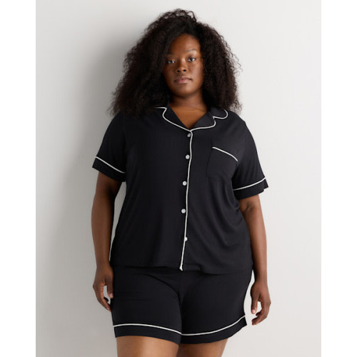Bamboo Jersey Short Sleeve Pajama Set - Plus Size in Graphite