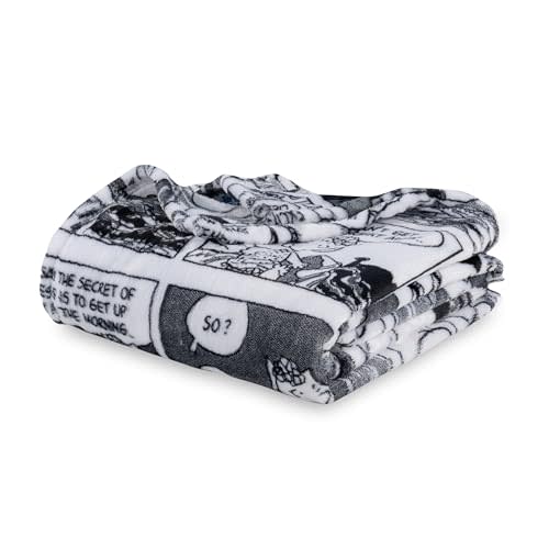 Berkshire Blanket Peanuts® VelvetLoft® Cute Character Snoopy Plush Oversized Kids Throw Blanket, I'm Up! Peanuts Comic Strips White (50in x 60in)