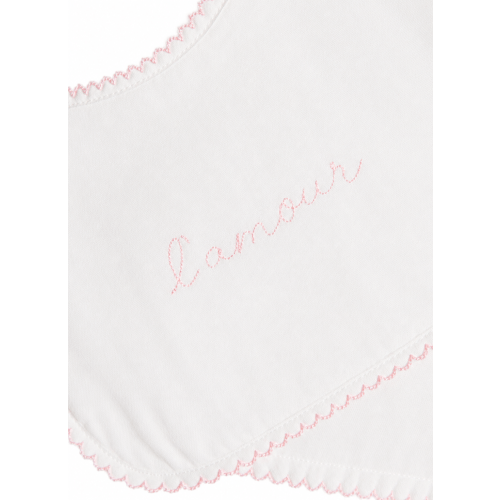 Bib & Burp Cloth Set - Embroidered Pink "L'Amour"
