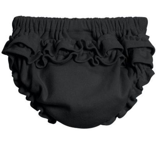 City Threads USA-Made Girls Soft Cotton Ruffle Diaper Cover | Black - Newborn
