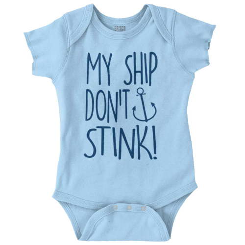 My Ship Dont Stick Cute Nautical Romper Boys or Girls Infant Baby Brisco Brands 24M