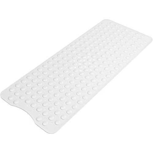 AmazerBath Shower Mat Non Slip 40 x 16 Inches, Shower Stall Mats with Suction Cups and Drain Holes, Non Slip Bath Mat for Tub for Elderly & Kids, White