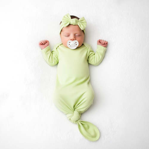 Knotted Gown Set - Headband in Sweet Pea