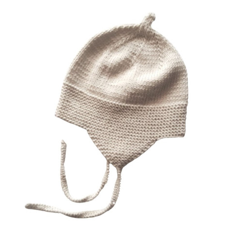 Knit Organic Baby Hat - Pearl White , 0-6m