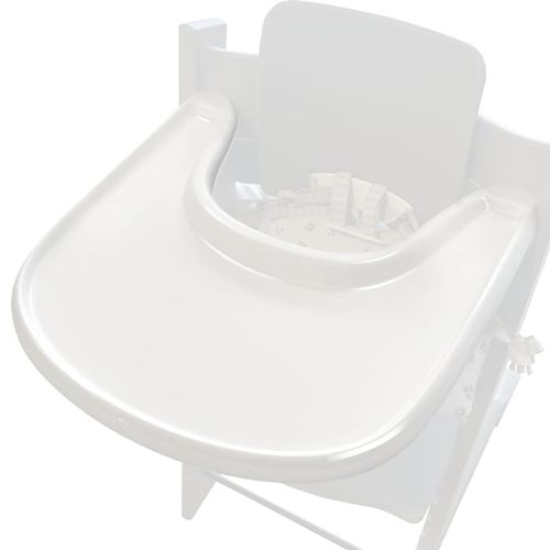 Baby High Chair Tray Compatible with Stokke Tripp Trapp Chair (V2 and Beyond) with Smooth Surface and Strong Suction Power Made of Food-Safe Plastic (BPA BPS BPF Lead Phthalate Free) - White