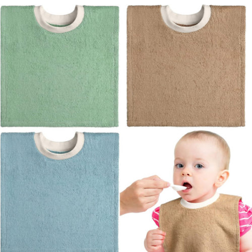 Foaincore 3 Pieces Full Coverage Bibs Pullover Baby Bibs Absorbent Cotton Terry Towel Toddler