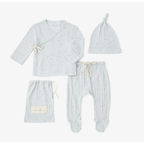 Blue Celestial Organic Cotton Ribbed Layette Set