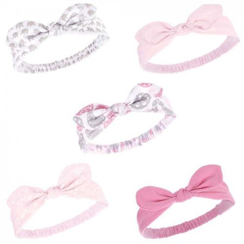 Hudson Baby Infant Girl Headbands 5pk, Paisley Medallion, 0-24 Months