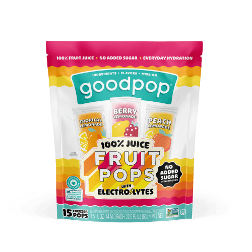 Goodpop Freezer Pops with Electrolytes 100% Fruit Juice 15 Pack - Lemonade Variety Pack