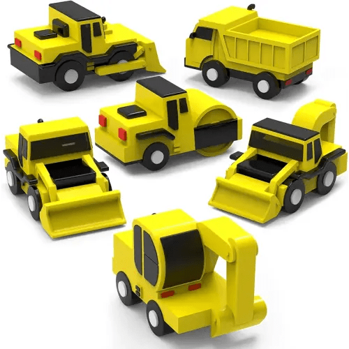 Tub Works® Construction™ Trucks Mold Free Bath Toys, 6 Pack | Sealed, No Hole Bath Toys Design Keeps Moisture Out | Soft, Squeezable & Float on Water | Baby & Toddler Bath Toys | Kids Car Bath Toys