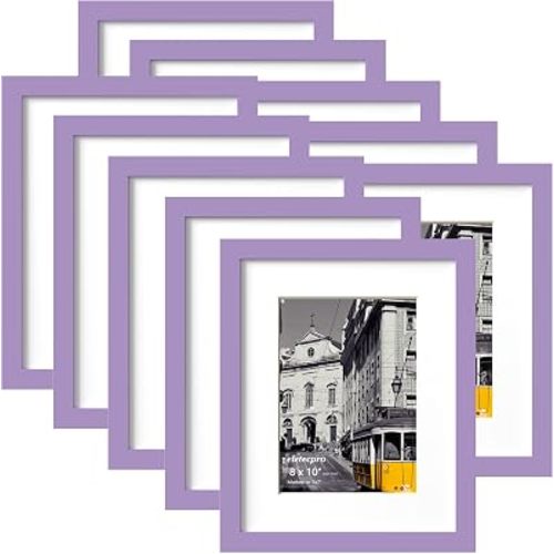 eletecpro 8x10 Picture Frames, Acrylic Cover, Purple, Set of 10