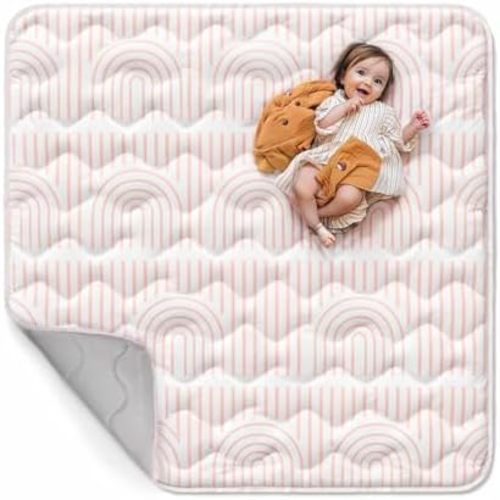 Mallify Baby Play Mat for Floor, 50"x50" Playpen Mat, 1.1" Thick Foam Playmat for Tummy Time, Non-Slip Crawling Mat for Babies and Toddlers, Infants, Pink