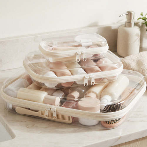 Wrapables Transparent Hard Shell Zipper Case, Clear Travel Storage Org