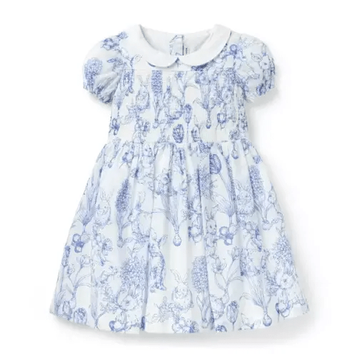 Girl Pale Blue Bunny Toile The Bunny Garden Dress by Janie and Jack