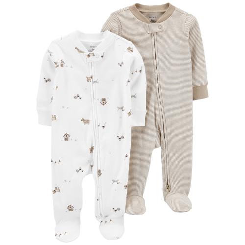 Baby 2-Pack Zip-Up Sleep & Play Pajamas - Style,Multi