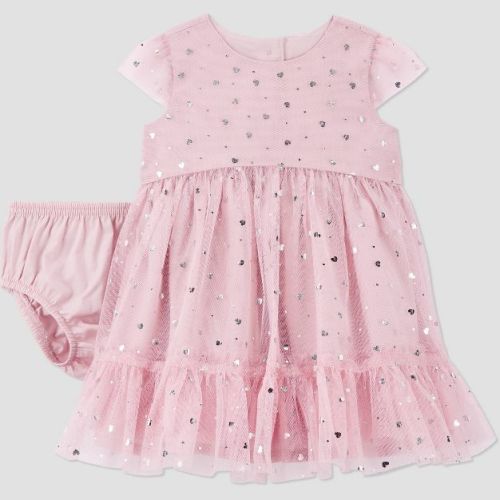 Carter's Just One You® Baby Girls' 2pc Holiday Glittery Tulle Dress - Pink