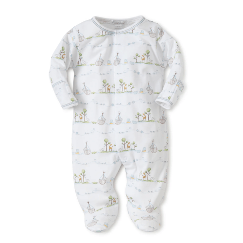 Kissy Kissy Blue Noah's Print Footie
Size: 0-3 months
Color: Light Blue