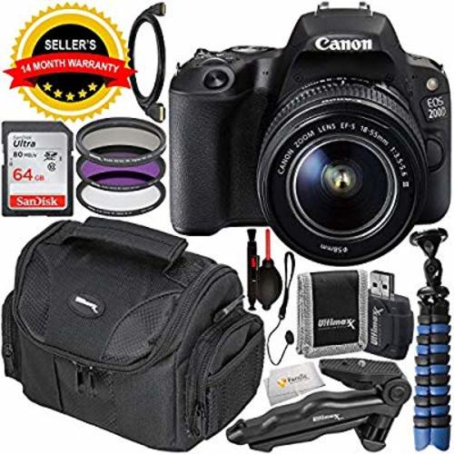 Canon EOS 200D (Rebel SL2) DSLR Camera & EF-S 18-55mm f/3.5-5.6 III Lens Kit with Accessory Bundle