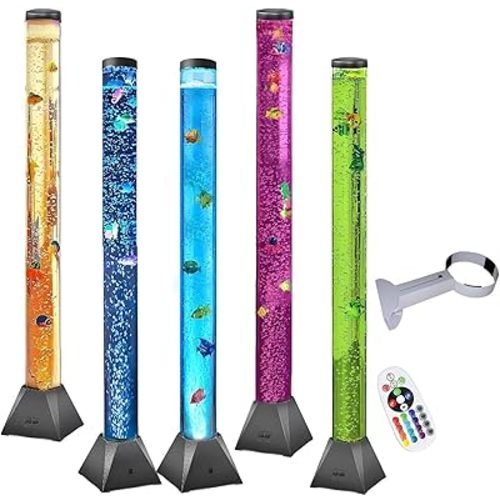 CALOVER LED Sensory Bubble Fish Tube Night Lamp 4Ft with Wall Bracket- Color Changing, Wall-Mountable Aquarium Tank Light for Mood Enhancement, ADHD Autism Relief -Gift for Kids, Men, Women