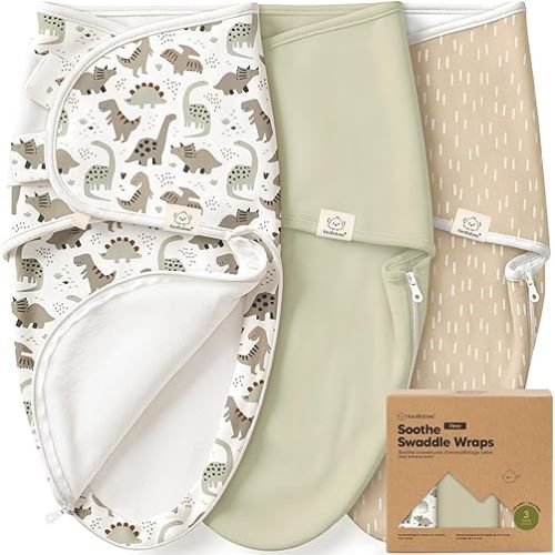 Newborn Swaddles with Zippers, 3pk Baby Swaddle (Dino Ridge, 0-3M)