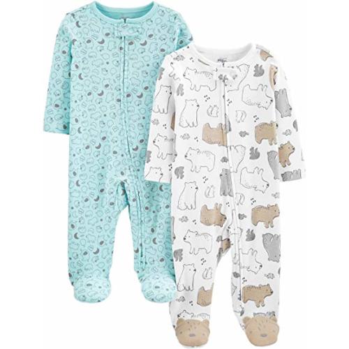 Simple Joys by Carter's Unisex-Baby Neutral 2-Pack Cotton Footed Sleep and Play