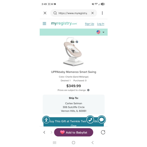 UPPAbaby Mamaroo Smart Swing