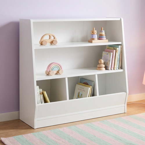 Your Zone Kids Bin Storage and Two Shelf Bookcase, White