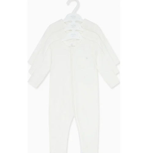 Two Way Zip-Up Sleepsuit 3 Pack, White - MORI Sleepwear | Maisonette
