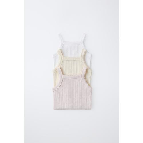 THREE-PACK OF POINTELLE STRAP BODYSUITS - Pink | ZARA United States