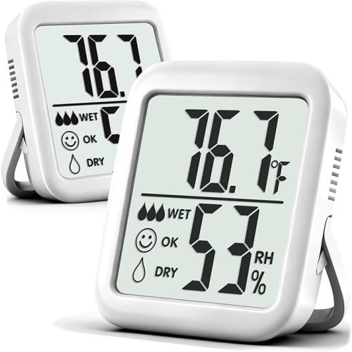 Antonki 2 Pack Room Thermometer for Home, Hygrometer Indoor Humidity Meter Gauge, Digital Temperature and Humidity Sensor Monitor for House, Terrarium, Incubator, Greenhouse - Battery Included