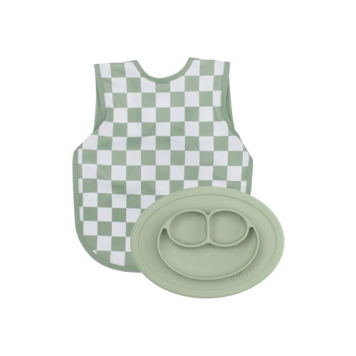 x BapronBaby Sage Checkerboard Bapron & Mini Mat Bundle, One Size
