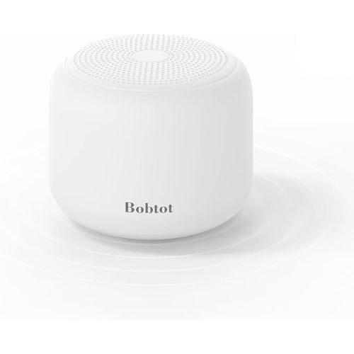 Bobtot Portable Bluetooth Speakers with Strap Easy to Carry, Wireless IPX5 Waterproof Mini Speaker with Loud Stereo Sound, 20 Hours Playtime, Rechargeable Battery, Built-in Microphone, White