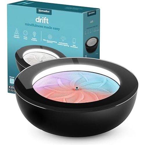 Homedics Drift Sandscape, Perpetual Motion Machine, Zen Garden, Meditation Accessories, Decorative Sandscape, Bluetooth, iOS, Android 21 Inch (Large), Black