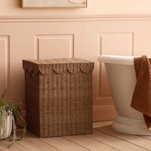 Scalloped Natural Laundry Basket | Adairs