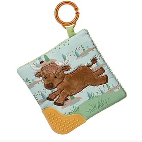 Mary Meyer Crinkle Teether Toy with Baby Paper and Squeaker, 6 x 6-Inches, Hetty Highland Cow