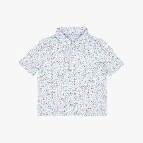 The Lil' Texan | Performance Polo | The Texan - White/Short Stop Blue - TX