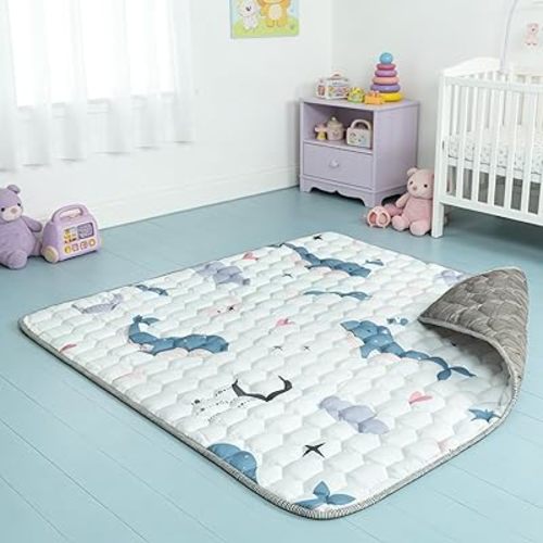ENVTEK Baby Play Mat for Floor Playpen - 50" X 50" Playpen Mat,Thick One-Piece Crawling, Odorless Floor Mat, Non-Slip Cushioned Baby Playmat for Infants,Babies,Toddlers. Foldable and Machine Washable