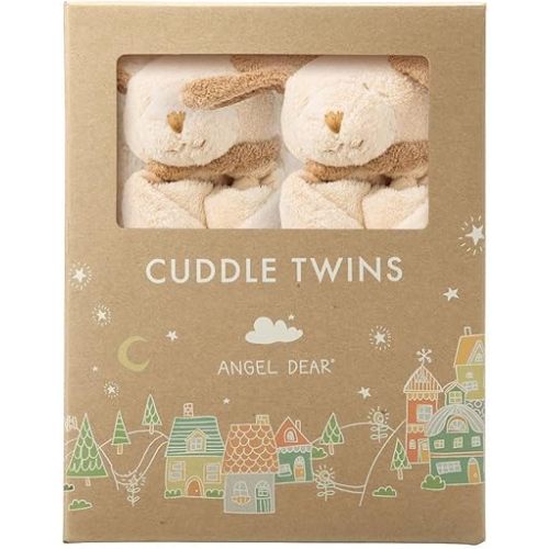 Angel Dear - Light Brown Puppy, Cuddle Twins Blankie Set