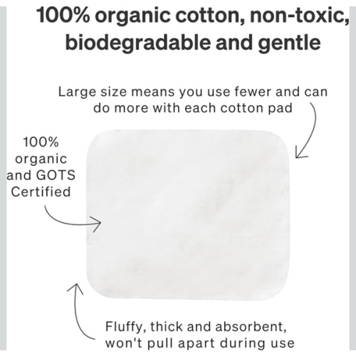 Baby Cotton Pads for Diaper Change by LoveNoobs, 360 Count, Ultra Soft 100% Organic Extra Large Cotton Pads for Baby Sensitive Skin, Lint-Free, Premium Jumbo Size, GOTS Certified