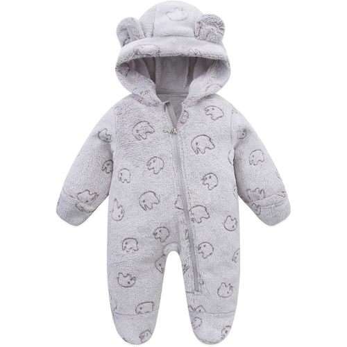 3-6M Romper Snowsuit Hooded Jumpsuit Bodysuit Winter Clothes Boy Girl 0-12M