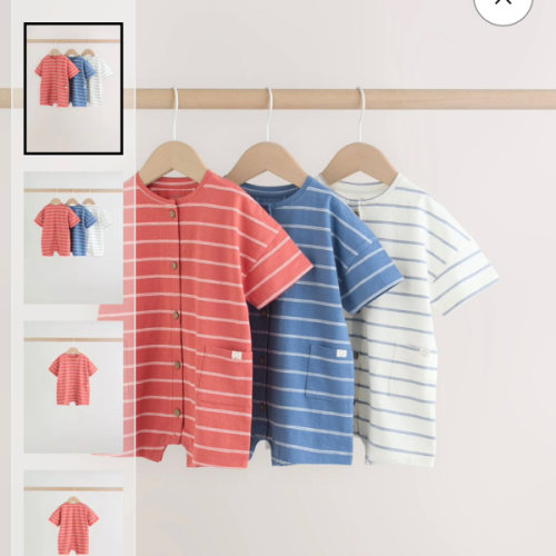 Buy Stripe Jersey Baby Rompers 3 Pack from Next USA