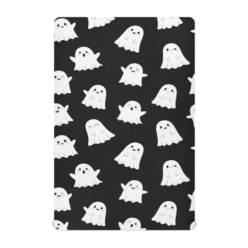 Ghosts Halloween Black Fitted Crib Sheet for Boys Girls Baby Playard Playpen Sheets for Girl,52 X 28 in