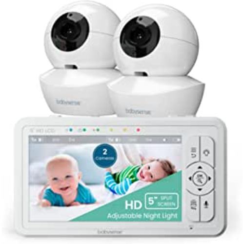 Amazon.com: Babysense 5" HD Split-Screen Baby Monitor, Video Baby Monitor with Camera and Audio, Two HD Cameras with Remote PTZ, Night Light, 960ft Range, Two-Way Audio, 4X Zoom, Night Vision, 4000mAh Battery : Baby
