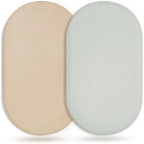 GRSSDER Stretchy Ultra Soft Fitted Bassinet Sheet 2 Pack, Universal Fit for Bassinets Baby Cradle Moses Basket Oval Rectangle Mattress Safe and Snug