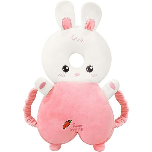 PandaEar Baby Head Protection Backpack, Walker Head Protector Toddler, Adjustable Baby Head Protection Backpack Wear Safety Pad, Soft & Comfortable (Pink Rabbit)