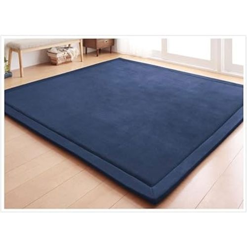 Loartee Coral Velvet Crawling Rug - Area Rug (5.0'x 6'8", Dark Blue) for Toddler Children Play Mat Yoga Mat Exercise Pads Carpet