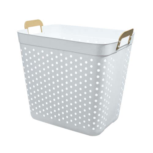 Mainstays Plastic Decorative Storage Basket, 2 Bushel Flex Rectangular Tote White